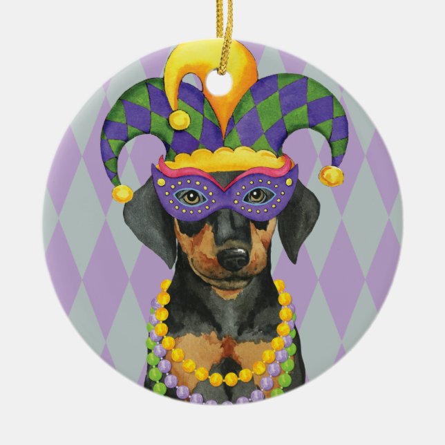 Mardi Gras Dobe Ceramic Ornament (Front)