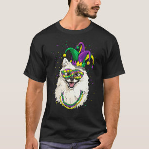Mardi Gras Dog Carnival American Eskimo Jester Pet T-Shirt