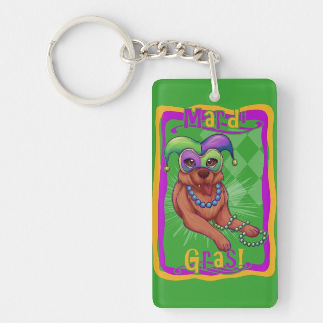 Mardi Gras Dog Keychain (Front)