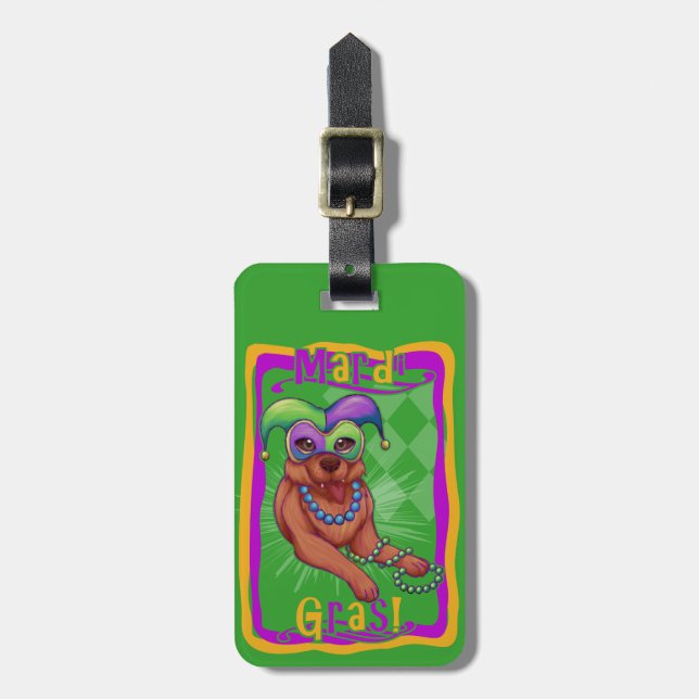 Mardi Gras Dog Luggage Tag (Front Vertical)
