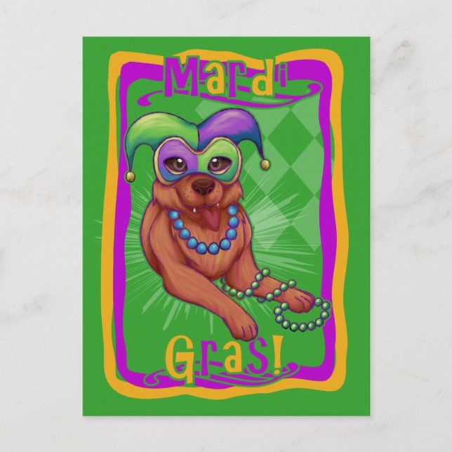 Mardi Gras Dog Postcard (Front)