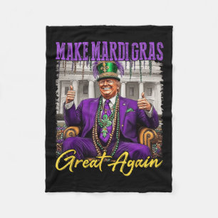 Mardi Gras Donald Trump Great Again American Flag Fleece Blanket
