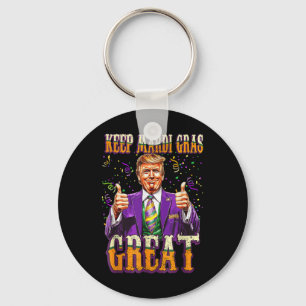 Mardi Gras Donald Trump Great Again American Flag Keychain