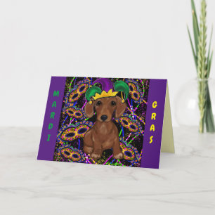 Mardi Gras Doxie Card