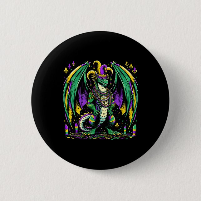Mardi Gras Dragon Jester  2 Inch Round Button (Front)