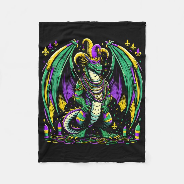 Mardi Gras Dragon Jester  Fleece Blanket (Front)