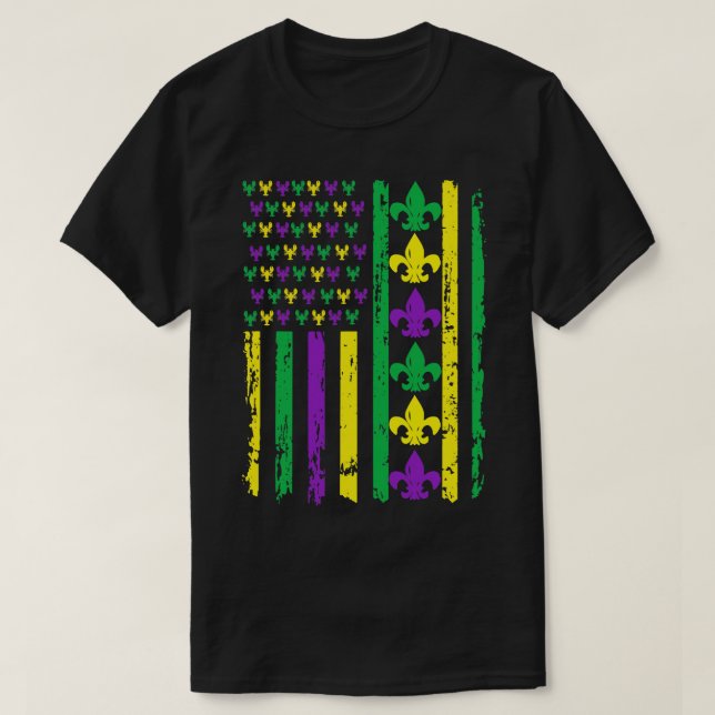 Mardi gras drapeau américain TShirt (Design devant)