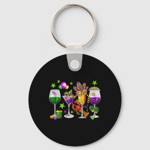Mardi Gras Drinks New Orleans Funny Costume Women Keychain