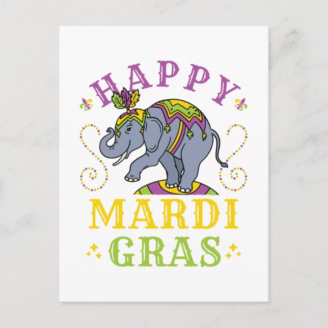 Mardi Gras Elephant Carnival Postcard (Front)