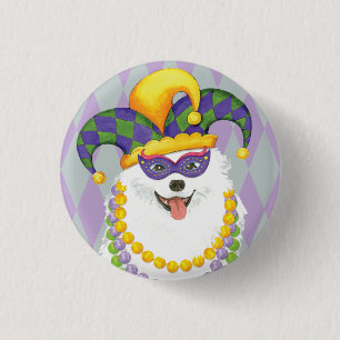 Mardi Gras Eskie 1 Inch Round Button