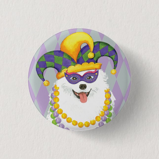 Mardi Gras Eskie 1 Inch Round Button (Front)