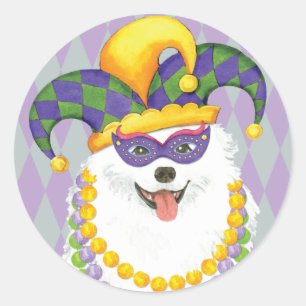 Mardi Gras Eskie Classic Round Sticker