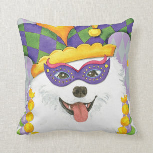 Mardi Gras Eskie Throw Pillow