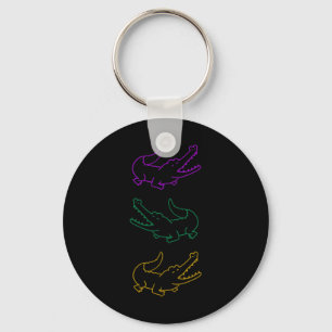 Mardi Gras Fat Tuesday Alligators Purple Green And Keychain