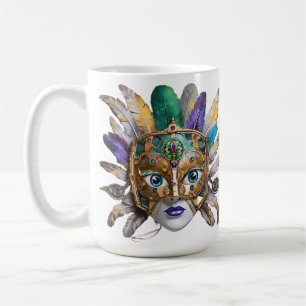 Mardi Gras Feather and Metal Mask Coffee Mug