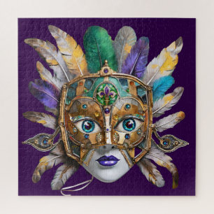 Mardi Gras Feather and Metal Mask Jigsaw Puzzle