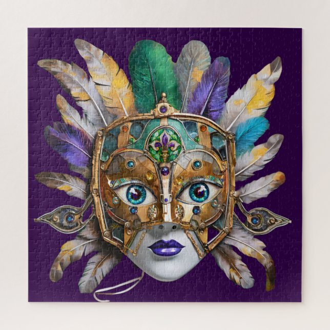 Mardi Gras Feather and Metal Mask Jigsaw Puzzle (Vertical)
