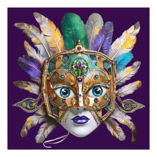 Mardi Gras Feather and Metal Mask Photo Print