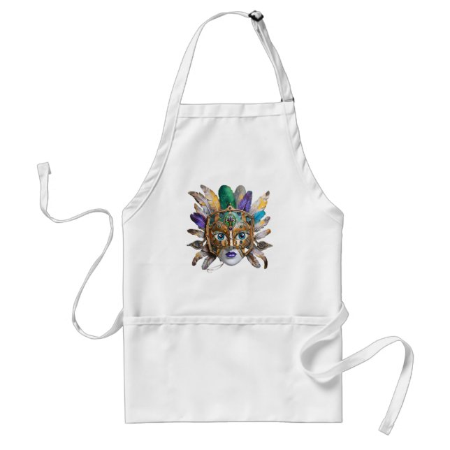 Mardi Gras Feather and Metal Mask Standard Apron (Front)