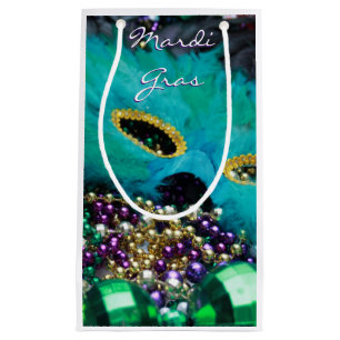 Mardi Gras Feather Mask and Beads Gift Bags