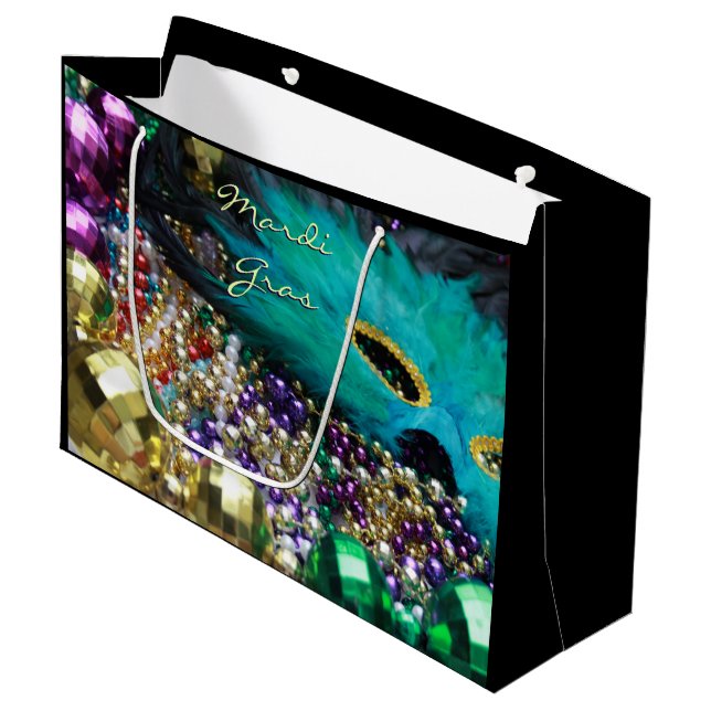 Mardi Gras Feather Mask Party Favour Gift Bags (Front Angled)