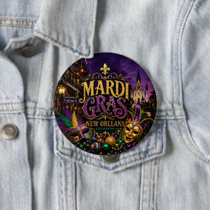 Mardi Gras Festival New Orleans Louisiana 4 Inch Round Button