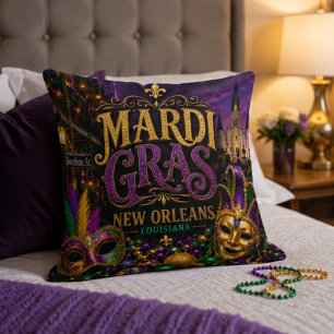Mardi Gras Festival New Orleans Louisiana Accent Pillow