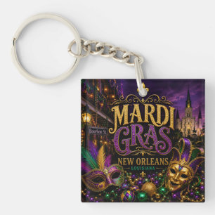 Mardi Gras Festival New Orleans Louisiana Keychain