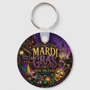 Mardi Gras Festival New Orleans Louisiana Keychain