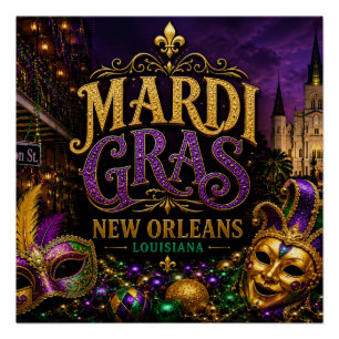 Mardi Gras Festival New Orleans Louisiana Poster