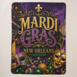 Mardi Gras Festival New Orleans Louisiana Sherpa Blanket