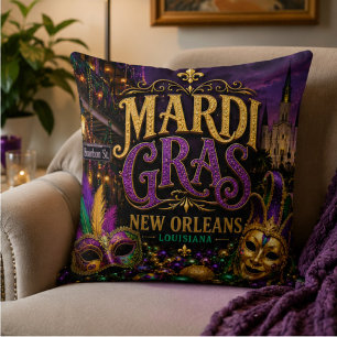 Mardi Gras Festival New Orleans Louisiana Throw Pillow