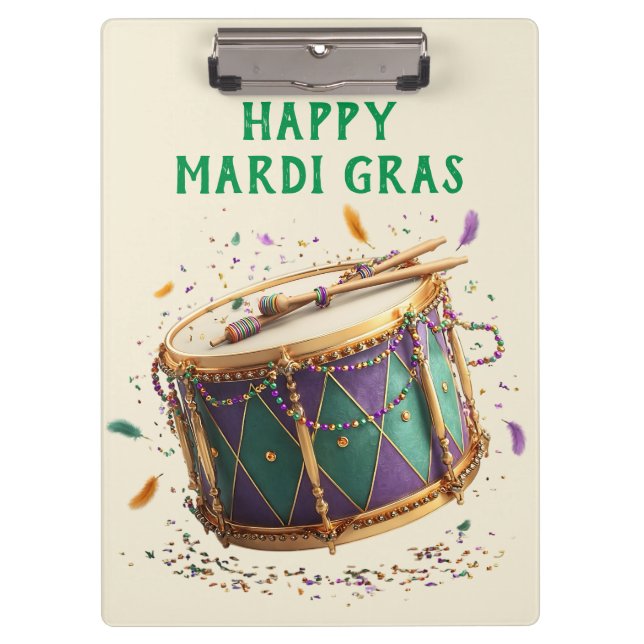 Mardi Gras Festive Drum Clipboard (Front)