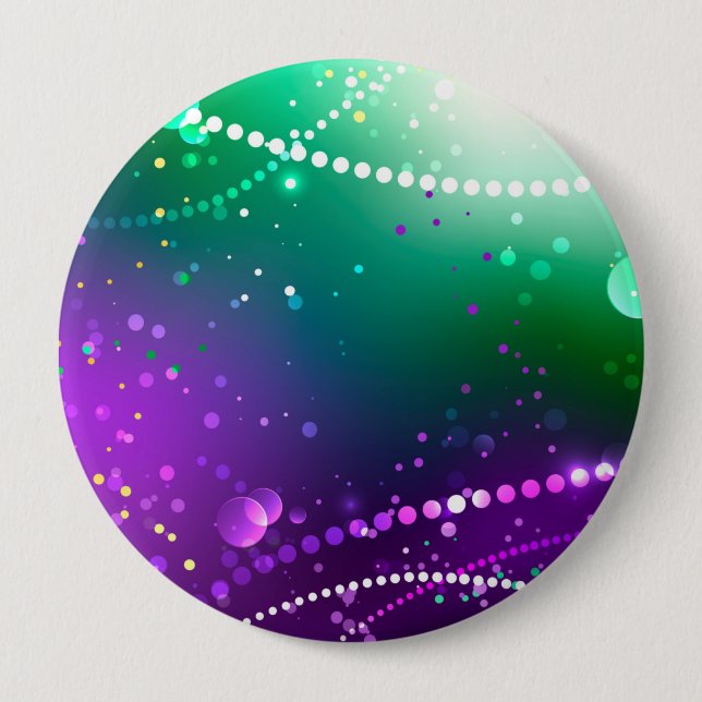 Mardi Gras Festive Purple Background 4 Inch Round Button (Front)