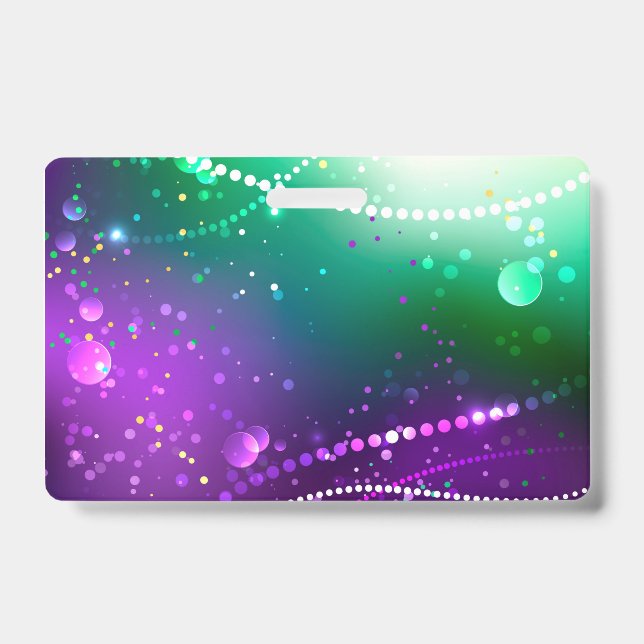 Mardi Gras Festive Purple Background Badge (Front)