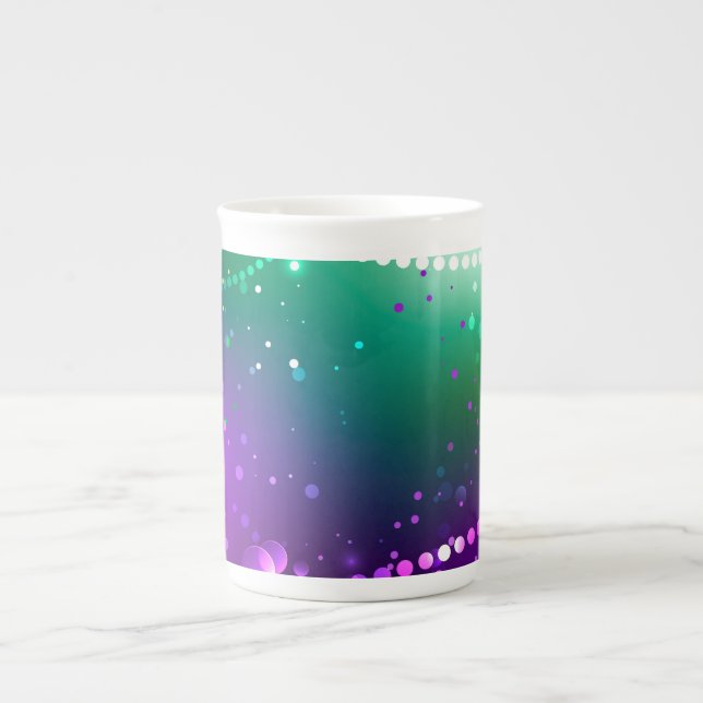 Mardi Gras Festive Purple Background Bone China Mug (Front)