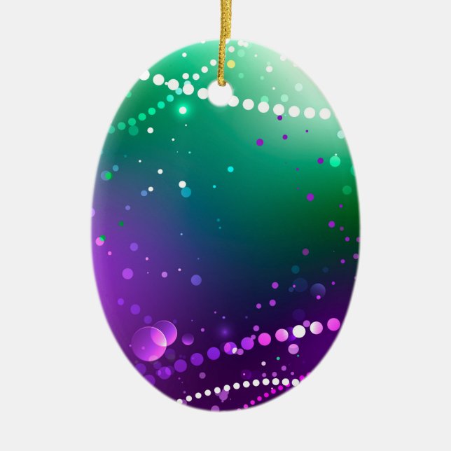 Mardi Gras Festive Purple Background Ceramic Ornament (Front)