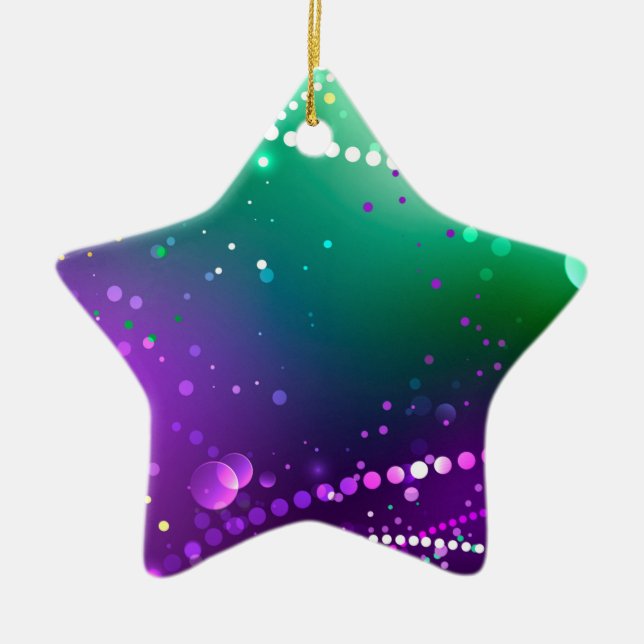 Mardi Gras Festive Purple Background Ceramic Ornament (Front)