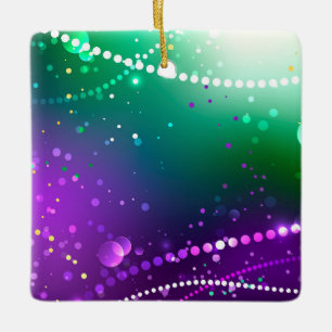 Mardi Gras Festive Purple Background Ceramic Ornament