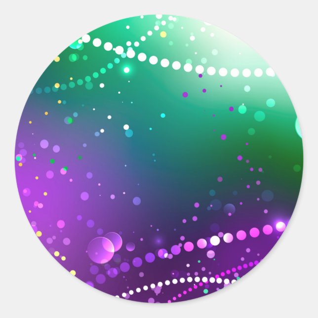 Mardi Gras Festive Purple Background Classic Round Sticker (Front)