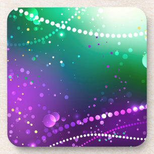 Mardi Gras Festive Purple Background Coaster