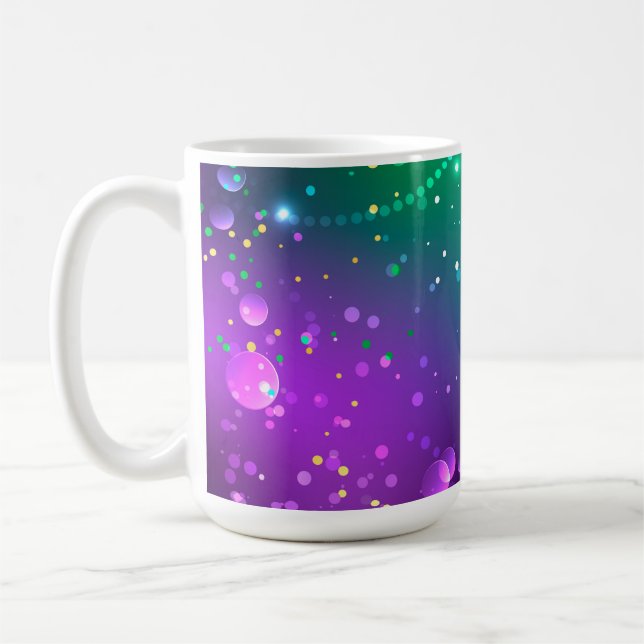 Mardi Gras Festive Purple Background Coffee Mug (Left)