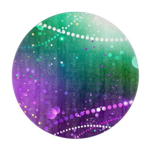 Mardi Gras Festive Purple Background Cutting Board (Front)