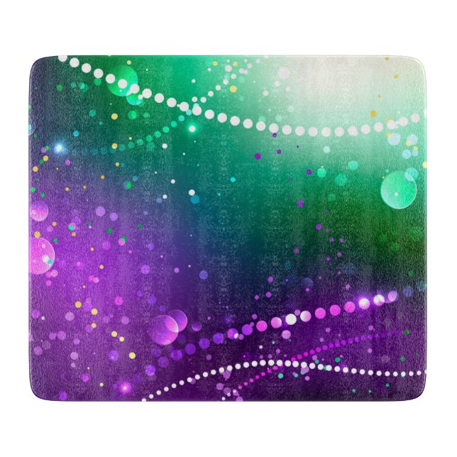 Mardi Gras Festive Purple Background Cutting Board (Front)