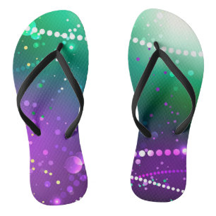 Mardi Gras Festive Purple Background Flip Flops