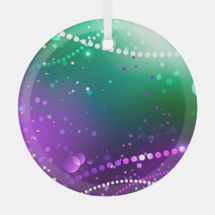 Mardi Gras Festive Purple Background Glass Ornament