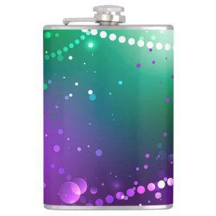 Mardi Gras Festive Purple Background Hip Flask