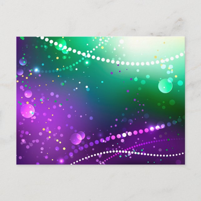Mardi Gras Festive Purple Background Holiday Postcard (Front)