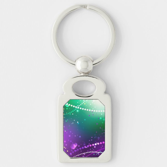 Mardi Gras Festive Purple Background Keychain (Front)