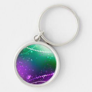 Mardi Gras Festive Purple Background Keychain